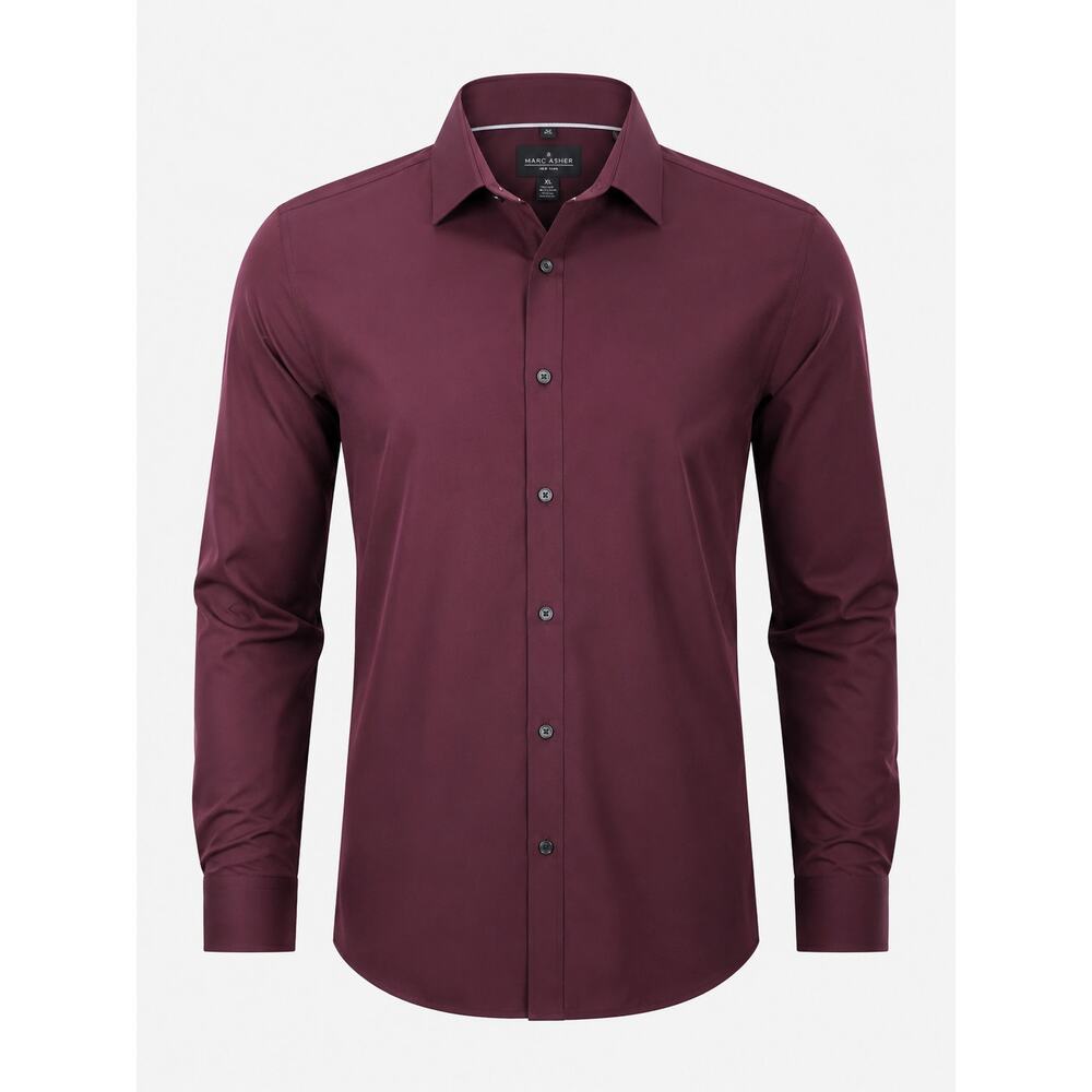 Marc Asher XL Long Sleeve Button Down Shirt Burgundy Stretch Performance NWT